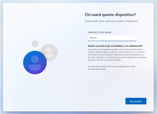 Creazione account locale Windows 11