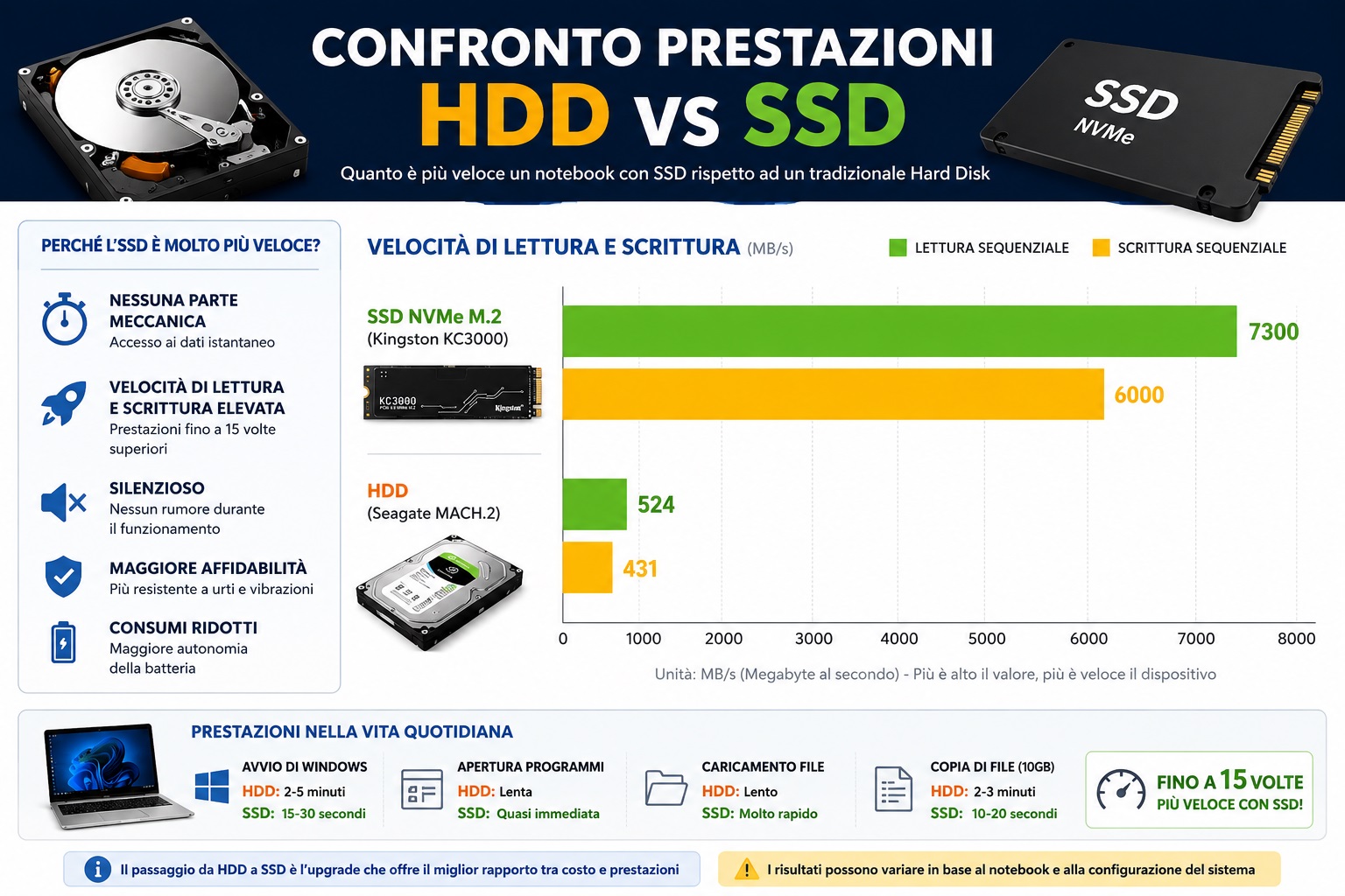 Confronto prestazioni notebook con SSD