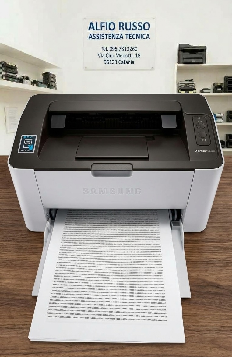 Samsung M2026W riparata dopo la sostituzione del toner e le prove di stampa