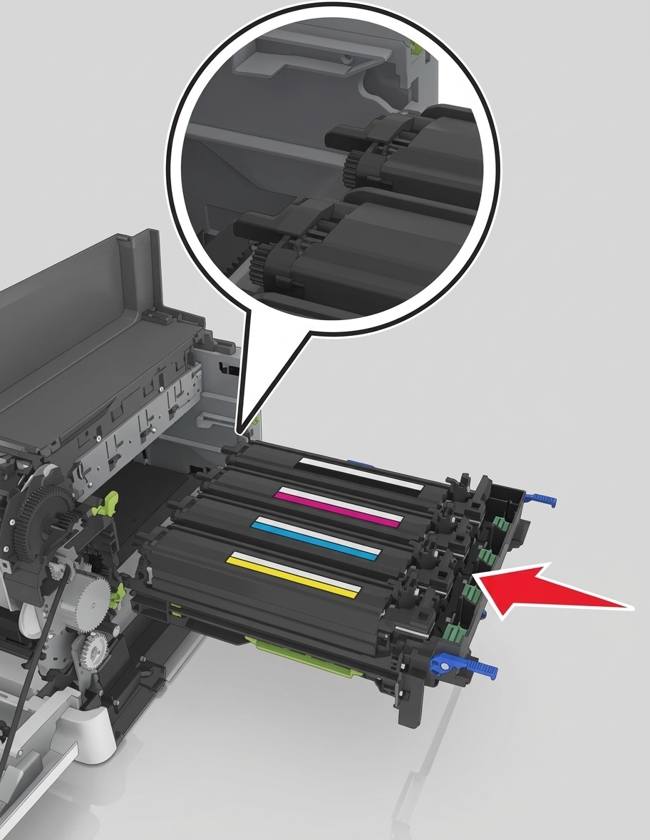Estrazione del gruppo tamburi guasti dalla Lexmark CX417