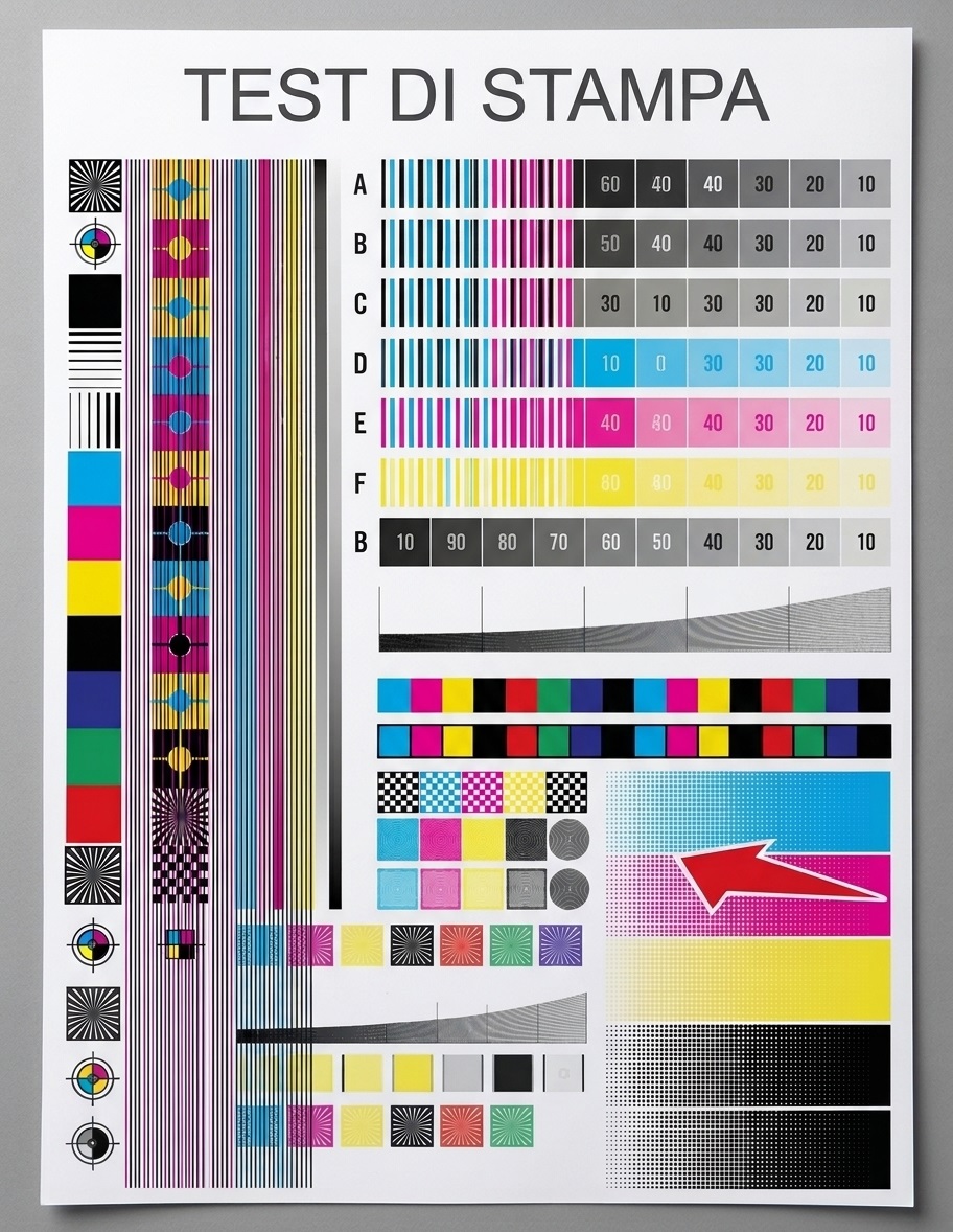 Test di stampa con righe verticali nere e magenta su Lexmark CX417